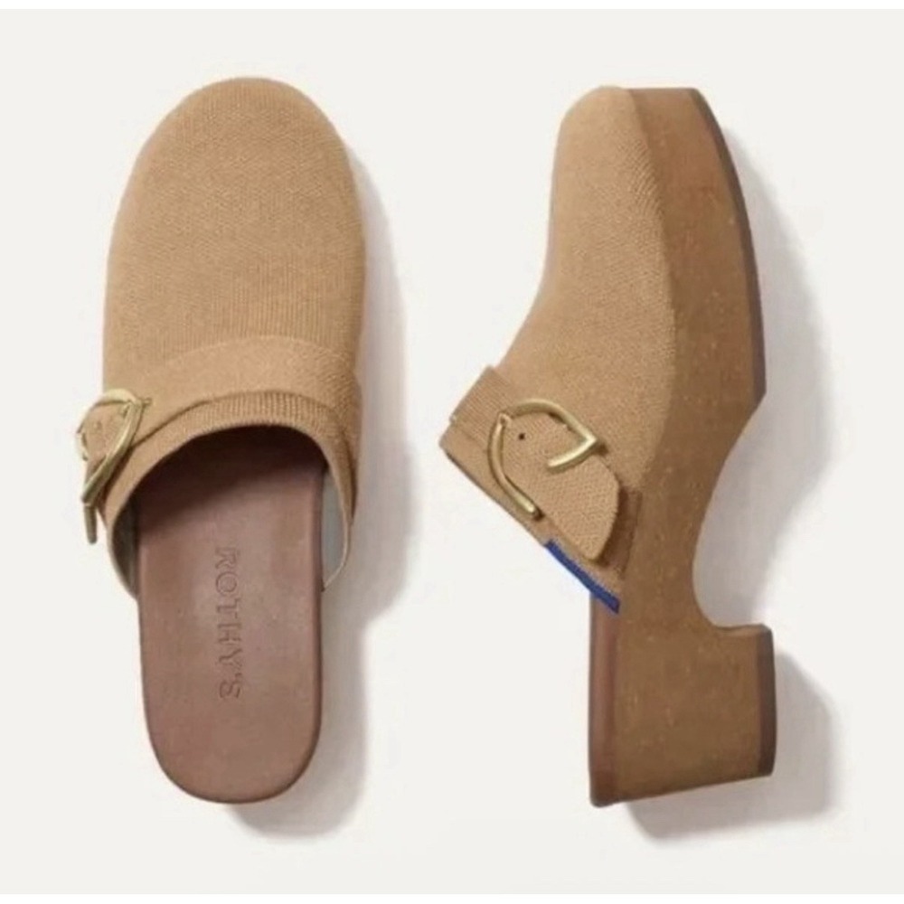 New $199 ROTHY'S Sz 10 The Classic Buckle Clog Butternut Brown Comfort Slip On